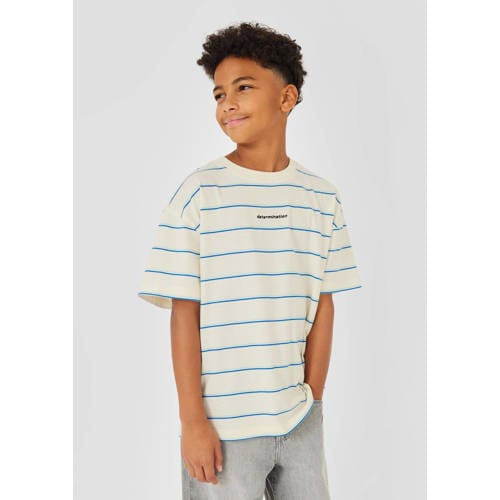 s.Oliver gestreepte T-shirt ecru Jongens Katoen Ronde hals Streep - maat 146/152 afbeelding