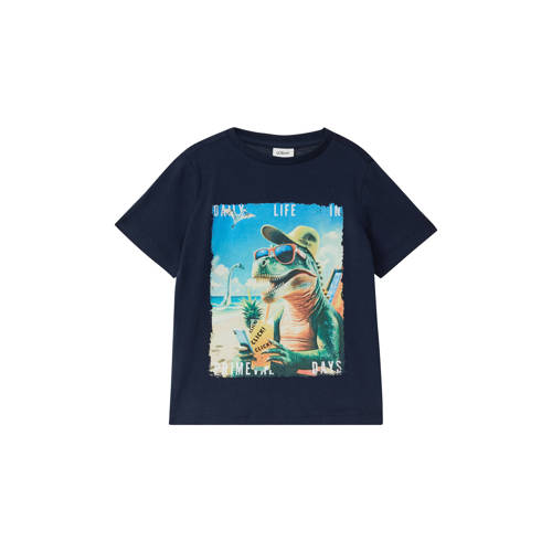 s.Oliver T-shirt donkerblauw Jongens Katoen Ronde hals Printopdruk - maat 116/122 afbeelding