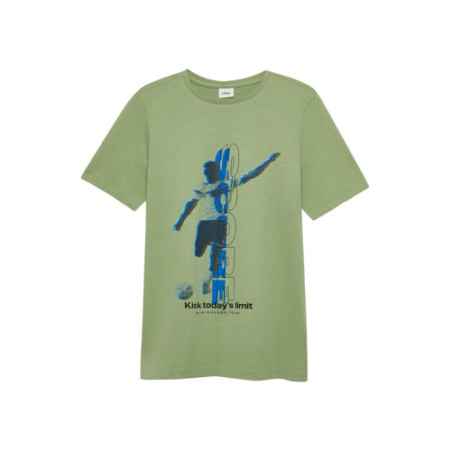 s.Oliver T-shirt lichtgroen Jongens Katoen Ronde hals Printopdruk - maat 146/152 afbeelding