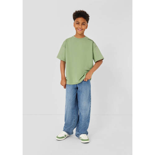 s.Oliver T-shirt lichtgroen Meisjes Stretchkatoen Ronde hals Effen - maat 134/140 afbeelding