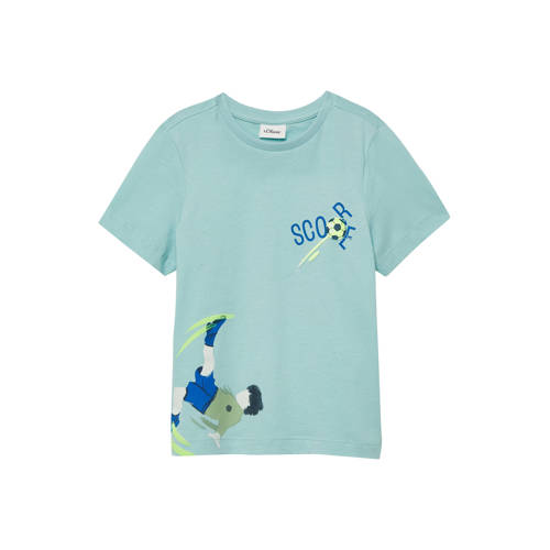 s.Oliver T-shirt lichtblauw Jongens Katoen Ronde hals Printopdruk - maat 92/98 afbeelding