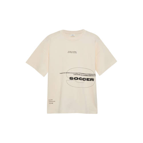 s.Oliver T-shirt ecru Jongens Katoen Ronde hals Tekst - maat 134/140 afbeelding