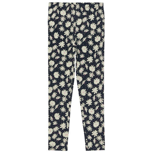 s.Oliver slim gebloemde legging donkerblauw Meisjes Stretchkatoen Bloemen - maat 104 afbeelding