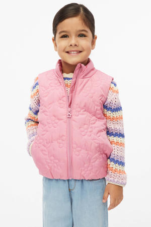 gebloemde bodywarmer quilted roze