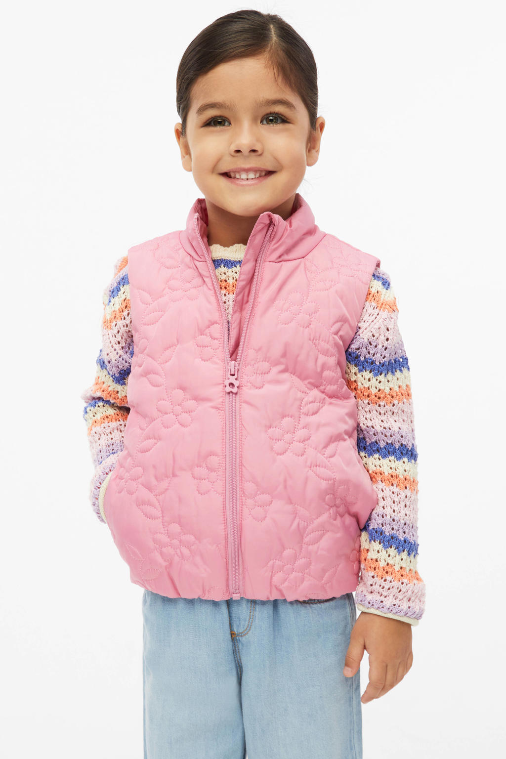 s.Oliver gebloemde bodywarmer quilted roze