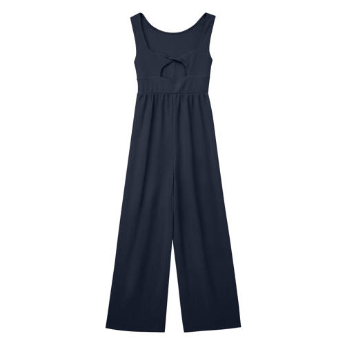 s.Oliver jumpsuit donkerblauw Meisjes Polyester Ronde hals Effen - maat 140 afbeelding