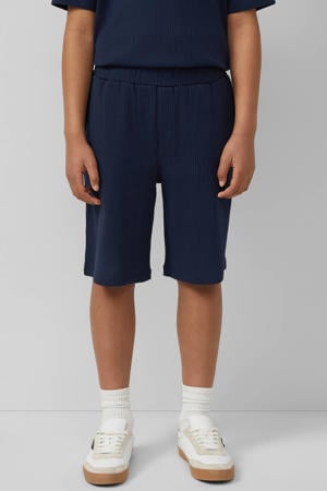 wide leg sweatshort donkerblauw met textuur