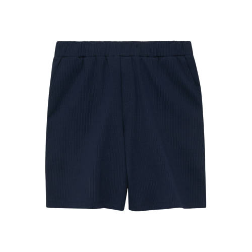 s.Oliver wide leg sweatshort donkerblauw met textuur Korte broek Effen - maat 170/176 afbeelding