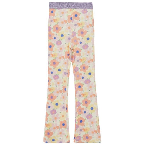 s.Oliver gebloemde legging ecru rib gebreid Broek Meisjes Stretchkatoen