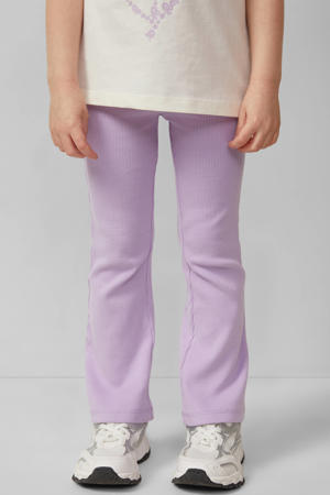 gebloemde legging lila rib gebreid