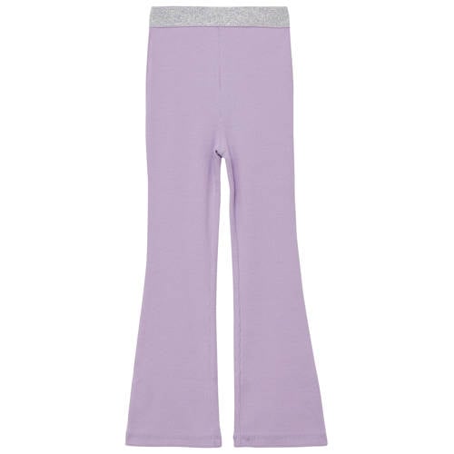 s.Oliver gebloemde legging lila rib gebreid Broek Paars Meisjes Stretchkatoen
