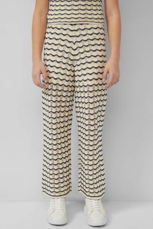 gestreepte casual broek ecru ajour