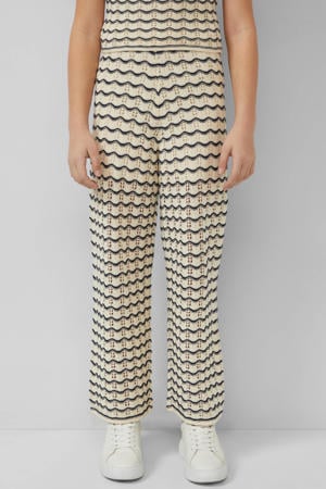 gestreepte casual broek ecru ajour