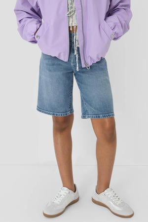regular waist short medium blue denim