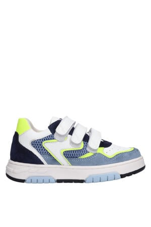 leren sneakers blauw/wit/geel