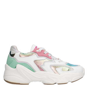chunky leren sneakers wit/multi