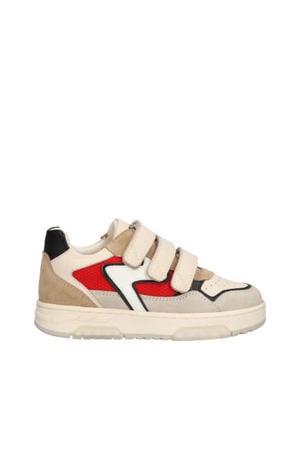 leren sneakers beige/rood