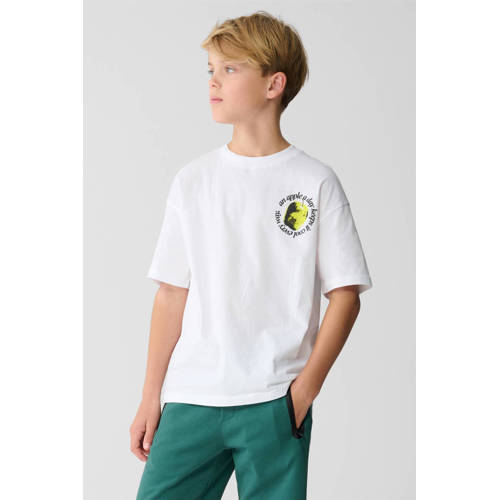 Shoeby T-shirt met backprint wit Jongens Katoen Ronde hals Backprint - maat 110/116 afbeelding