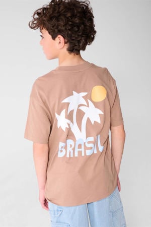 T-shirt met backprint lichtbruin
