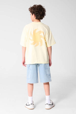 T-shirt met backprint - lichtgeel