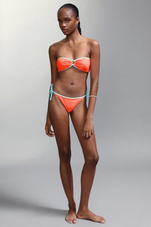 strapless bikini oranje/blauw