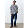 MANGO TEEN gestreepte longsleeve met backprint donkerblauw