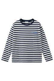 thumbnail: MANGO TEEN gestreepte T-shirt met backprint donkerblauw