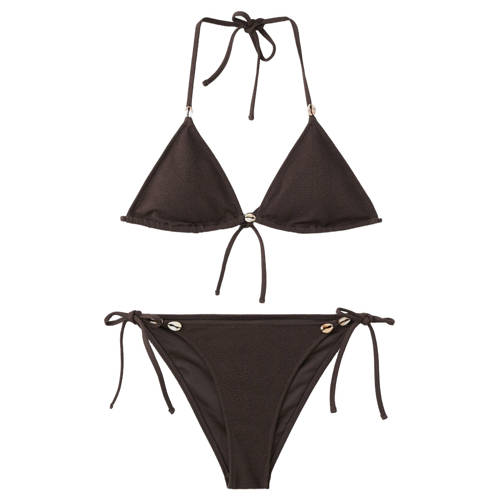 MANGO TEEN halter bikini bruin Meisjes Polyester Effen - maat 164(S) afbeelding