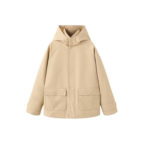 Mango Kids tussenjas lichtbruin Jongens Katoen Capuchon Effen - maat 146 afbeelding
