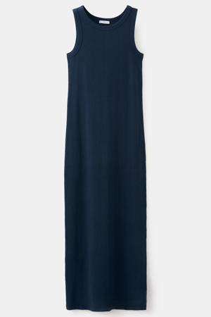 maxi jurk rib gebreid donkerblauw