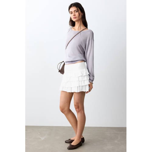 MANGO TEEN strokenrok wit Meisjes Stretchkatoen Effen - maat 172(L) afbeelding