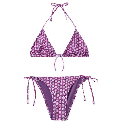 MANGO TEEN halter bikini met bloemen print paars Meisjes Polyester Bloemen - maat 168(M) afbeelding