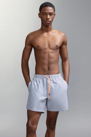 zwemshort gestreept blauw/wit