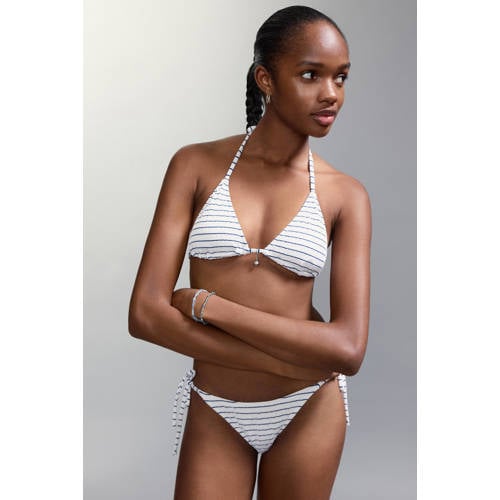 MANGO TEEN halter bikini gestreept wit/marineblauw Meisjes Polyamide Streep - maat 172(L) afbeelding