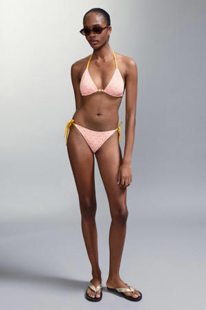 halterbikini met print roze/geel