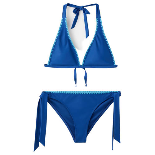 MANGO TEEN halter bikini donkerblauw Meisjes Polyester Effen - maat 168(M) afbeelding