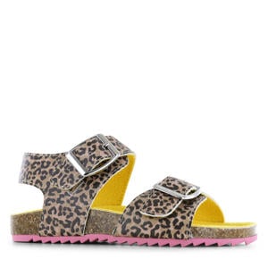 sandalen met panterprint bruin
