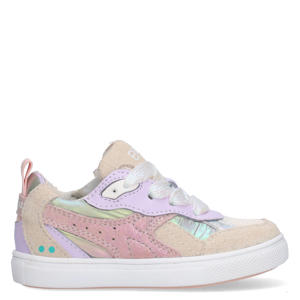 leren sneakers beige/lila
