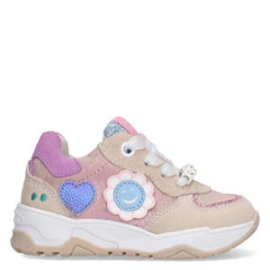 leren sneakers beige/roze