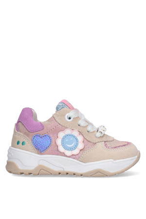 leren sneakers beige/roze
