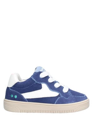 leren sneakers blauw/wit
