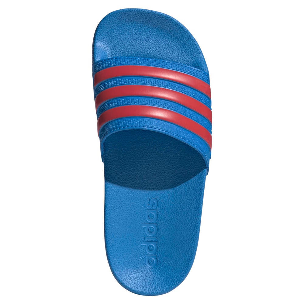 Blauw en bruinroze jongens en meisjes adidas Sportswear Adilette Shower badslippers van enkelvoudige synthetische wreefband