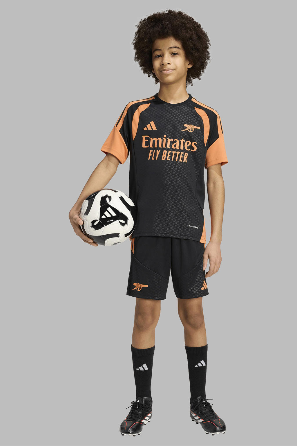 Zwart en oranje jongens en meisjes adidas Performance Junior Arsenal FC Junior Training van polyester met regular fit en elastische tailleband met koord