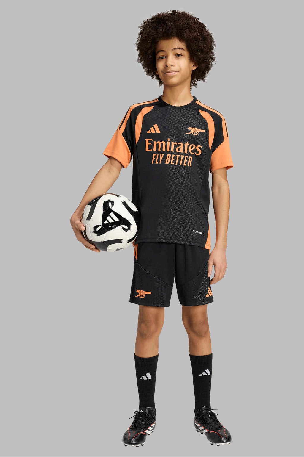 Zwart en oranje jongens en meisjes adidas Performance Junior Arsenal FC Junior Training van polyester met regular fit en elastische tailleband met koord