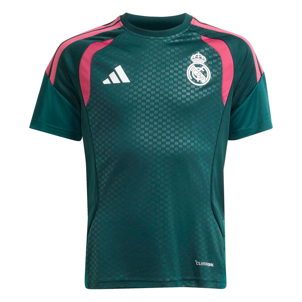 Donkergroen en rode jongens en meisjes adidas Performance van polyester met korte mouwen en ronde hals