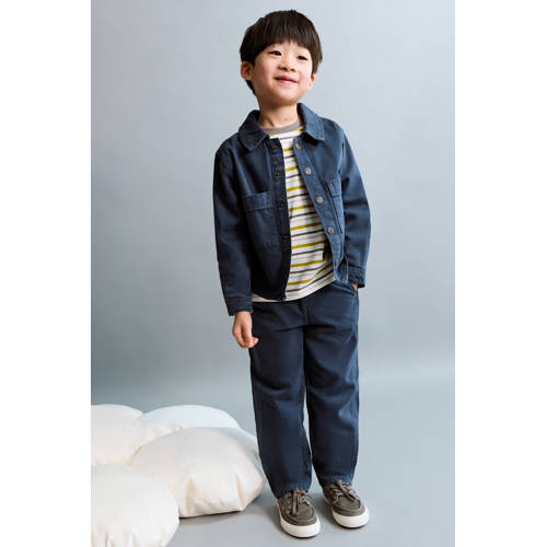 Mango Kids straight leg jeans donkerblauw Jongens Effen