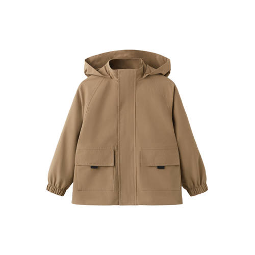 Mango Kids tussenjas lichtbruin Jongens Polyester Capuchon Effen - maat 86 afbeelding