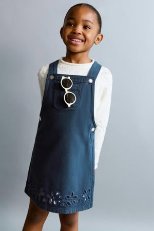denim spijkerjurk broderie dark blue denim