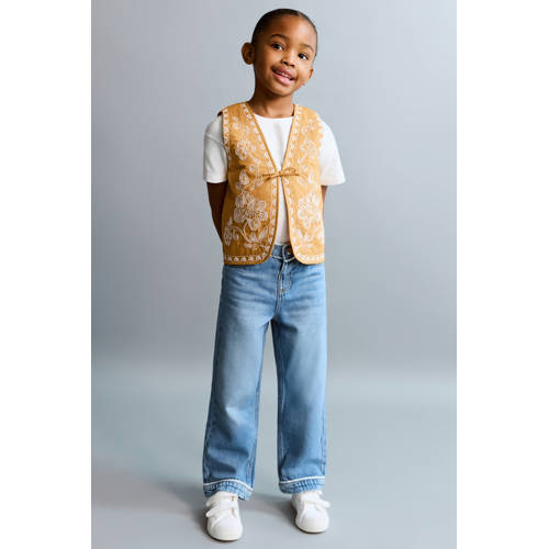 Mango Kids gilet geel Meisjes Katoen Openvallende hals Effen - maat 104 afbeelding