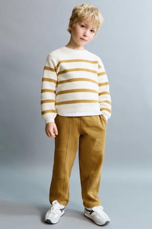 gestreepte trui beige gebreid